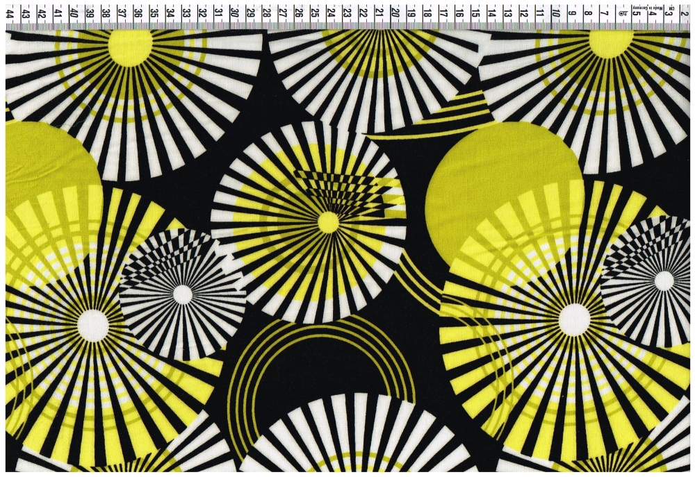 Viskose Gewebe - Geometrische Ornamente gelb schwarz