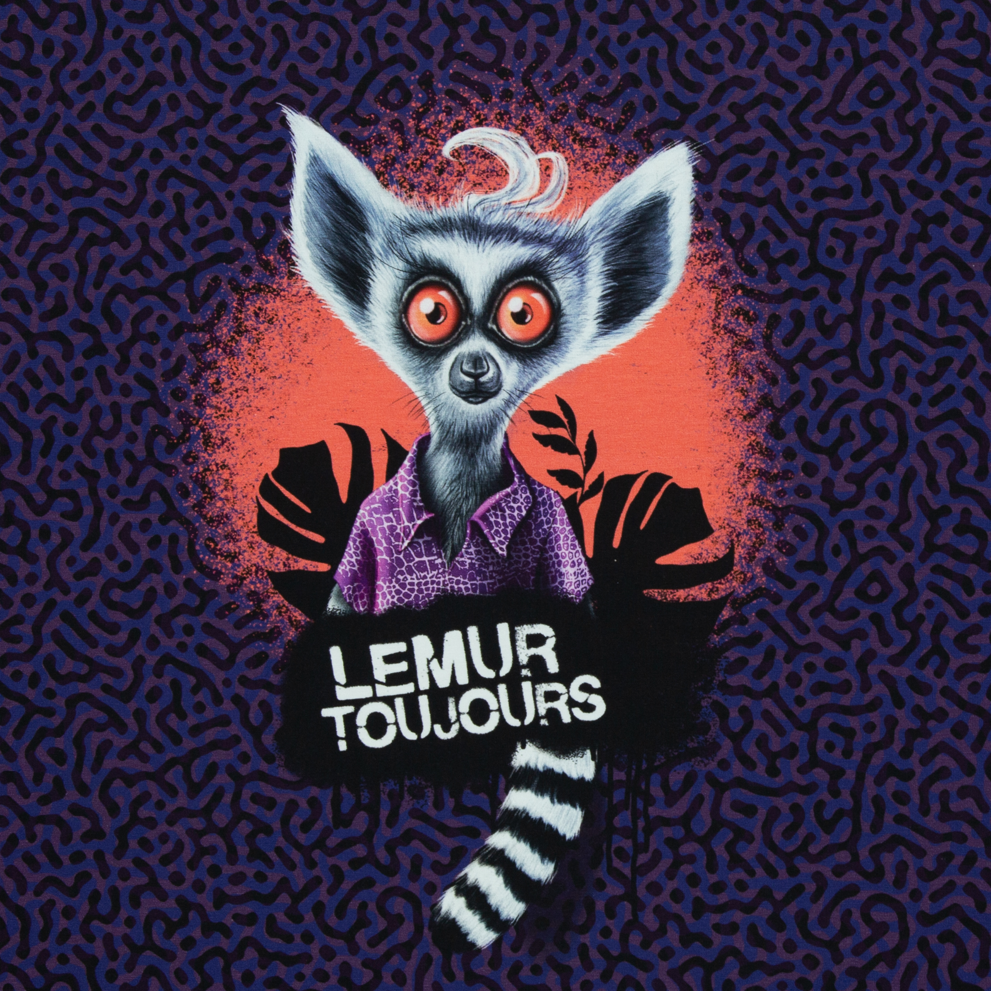 Baumwolljersey Paneel - Lemur Toujours by Thorsten Berger - lila