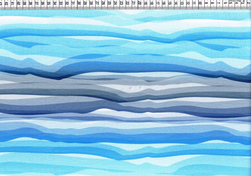 Baumwolljersey - Wavy Stripes blau-grau