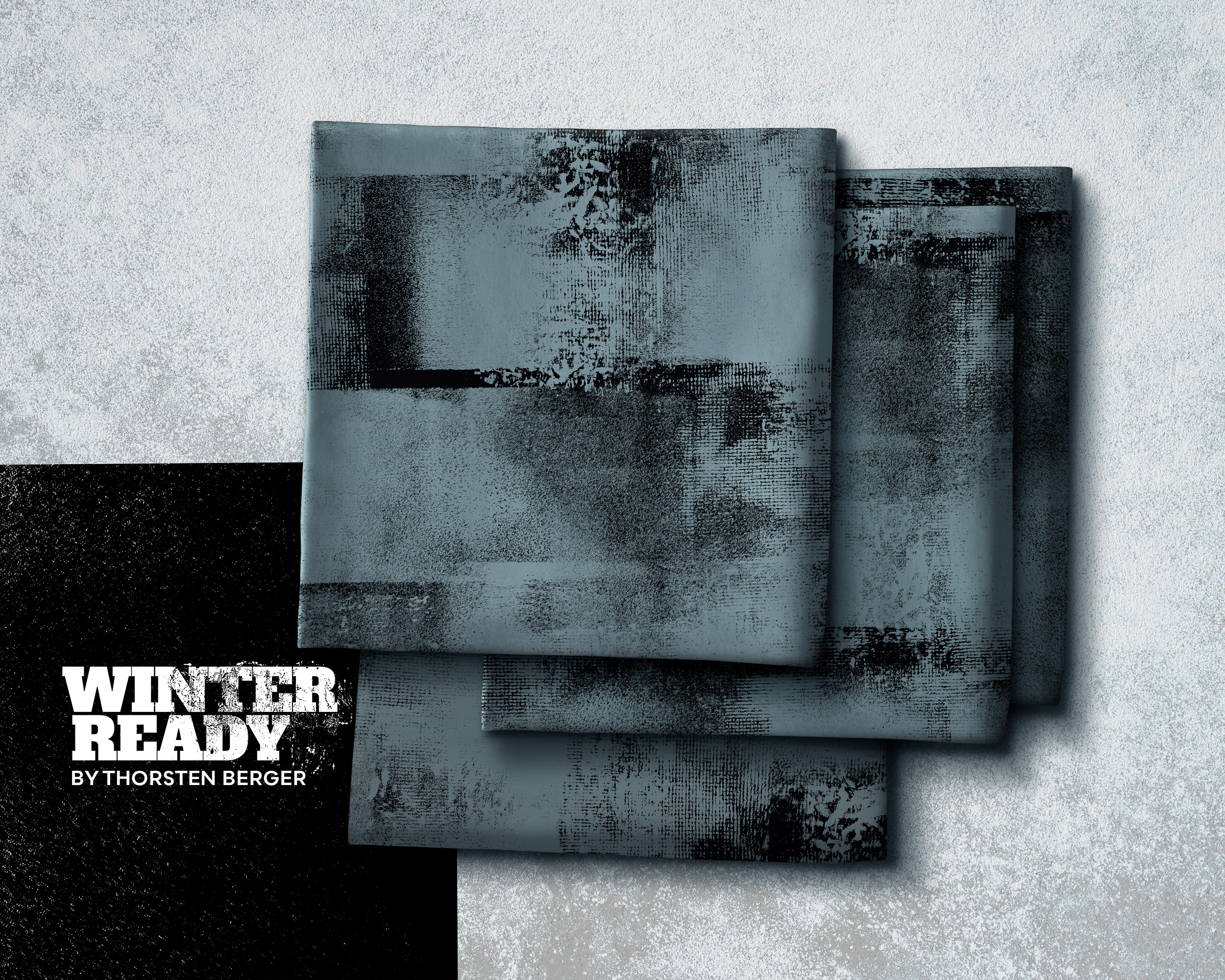 French Terry Paneel - Winter Ready by Thorsten Berger -  Beistoff blau-schwarz Putz