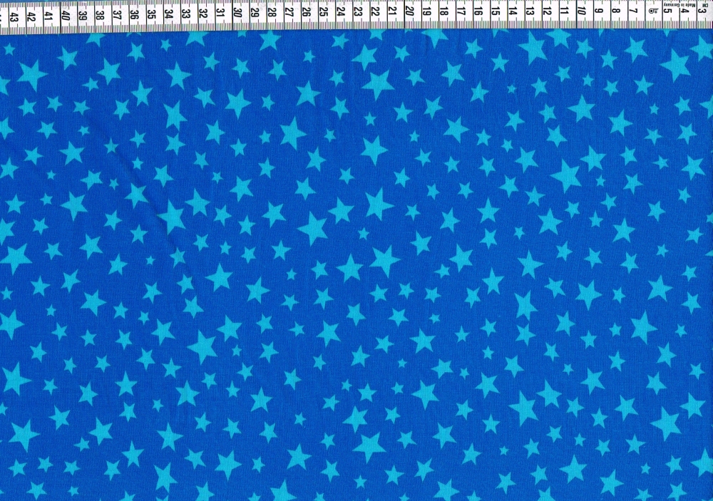 Baumwolljersey - Sterne blau aquablau