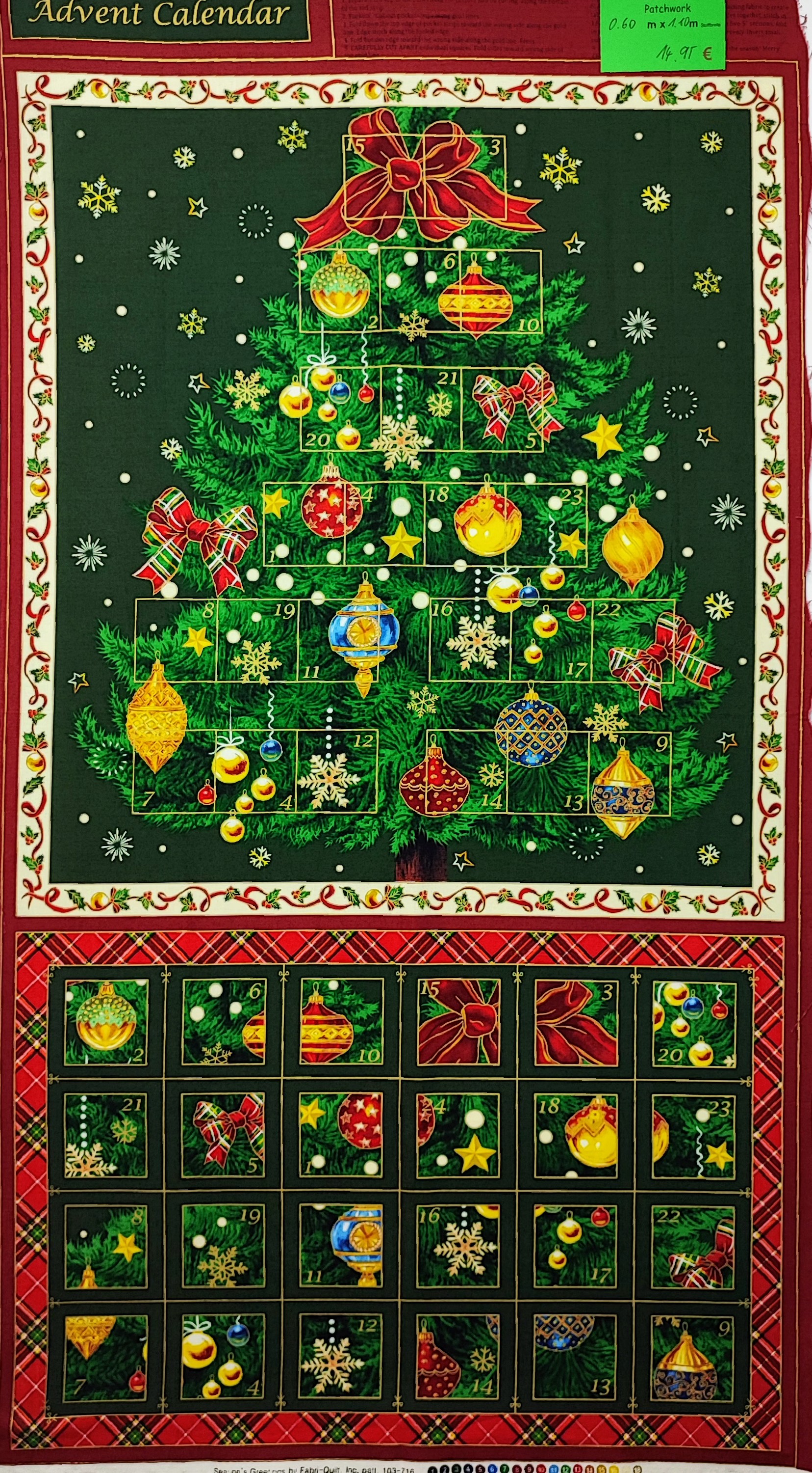Adventskalender Panel - geschmückter Weihnachtsbaum
