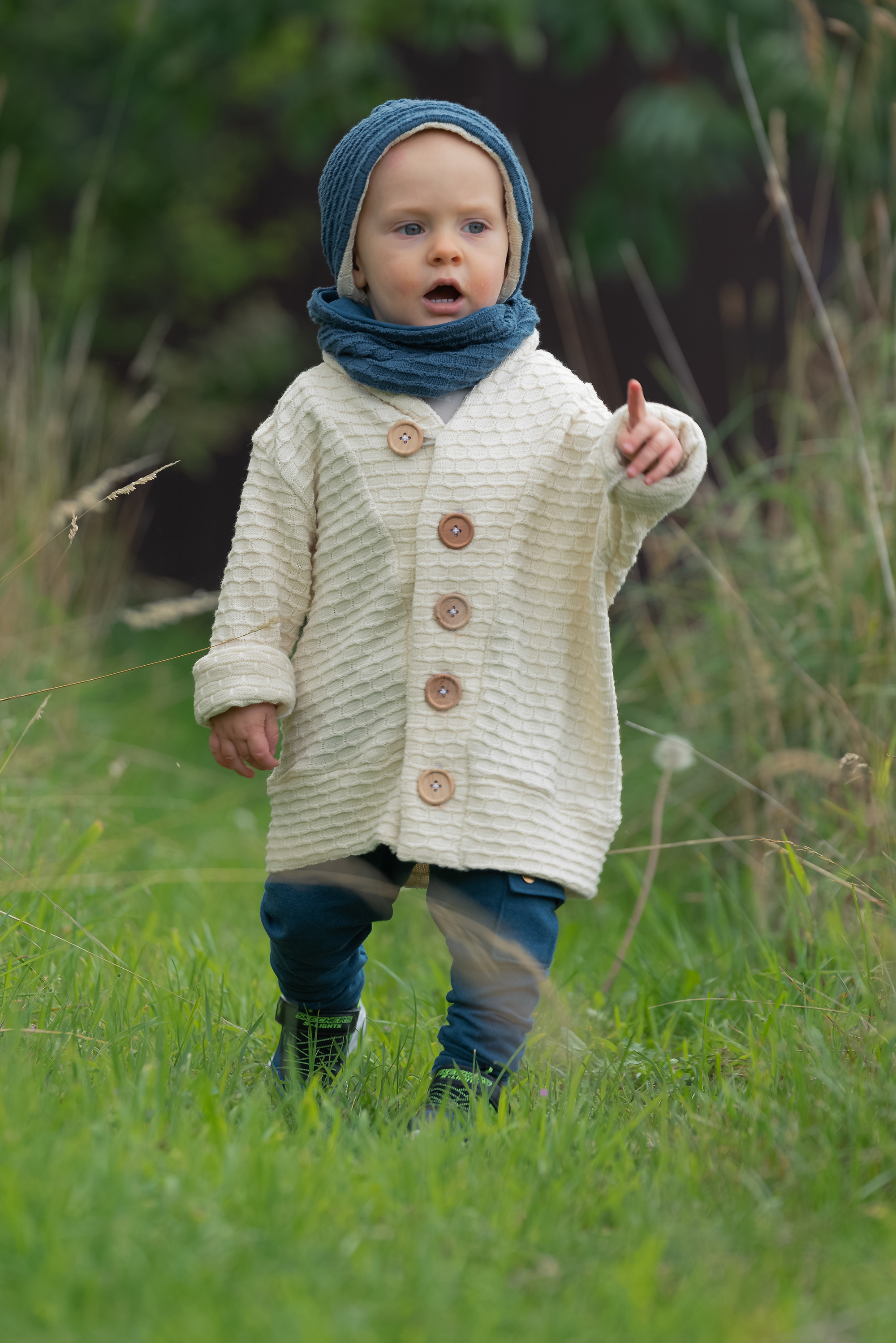 Strickstoff - Charlotte mit Wabenmuster naturweiß