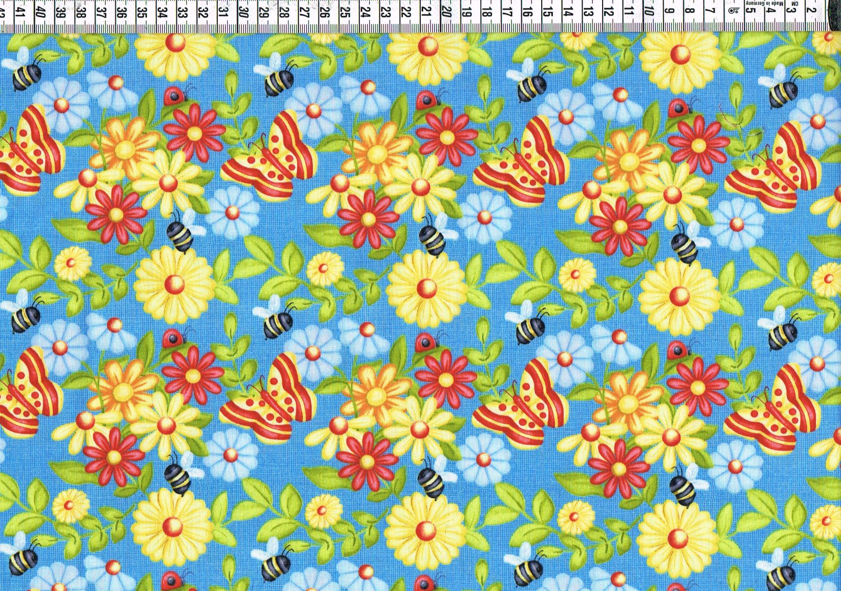 Patchwork - Gnome is Where your Garden Grows - Blumen blau