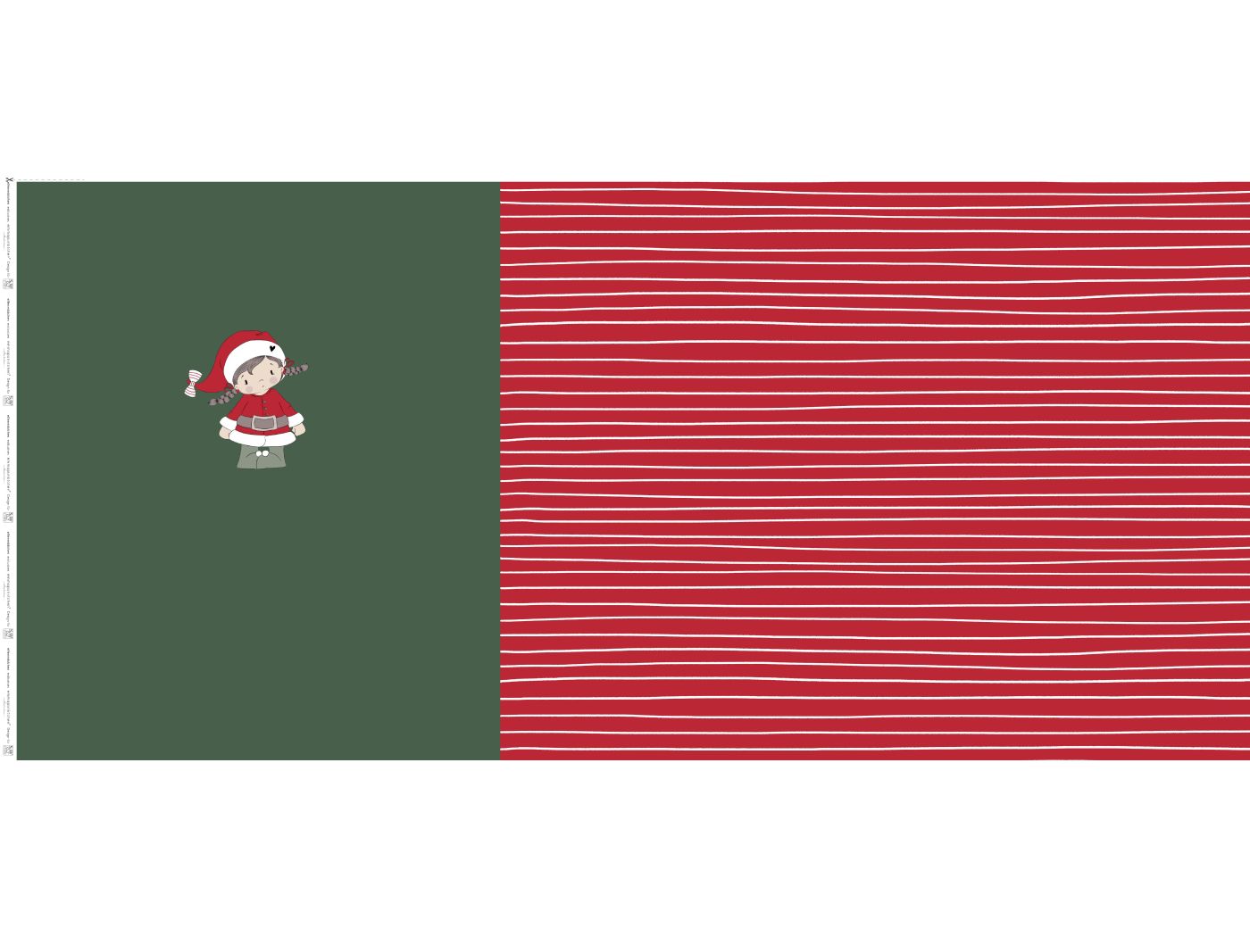 Baumwolljersey - Elfenmädchen Panel waldgrün/rot