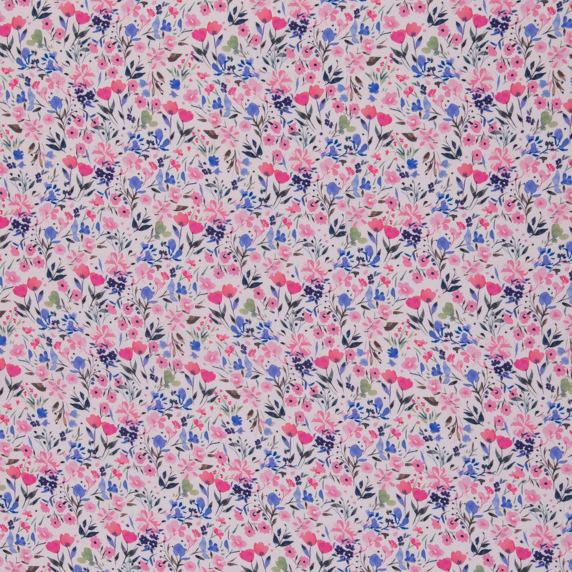 Viskose Gewebe - "Mila" Blumen klein pink blau
