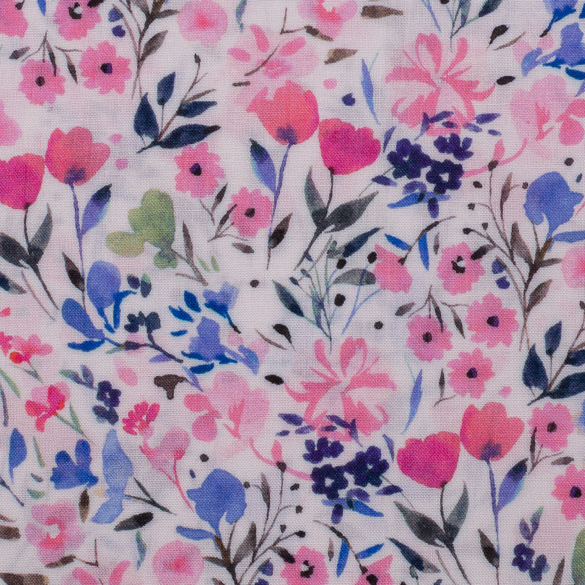 Viskose Gewebe - "Mila" Blumen klein pink blau