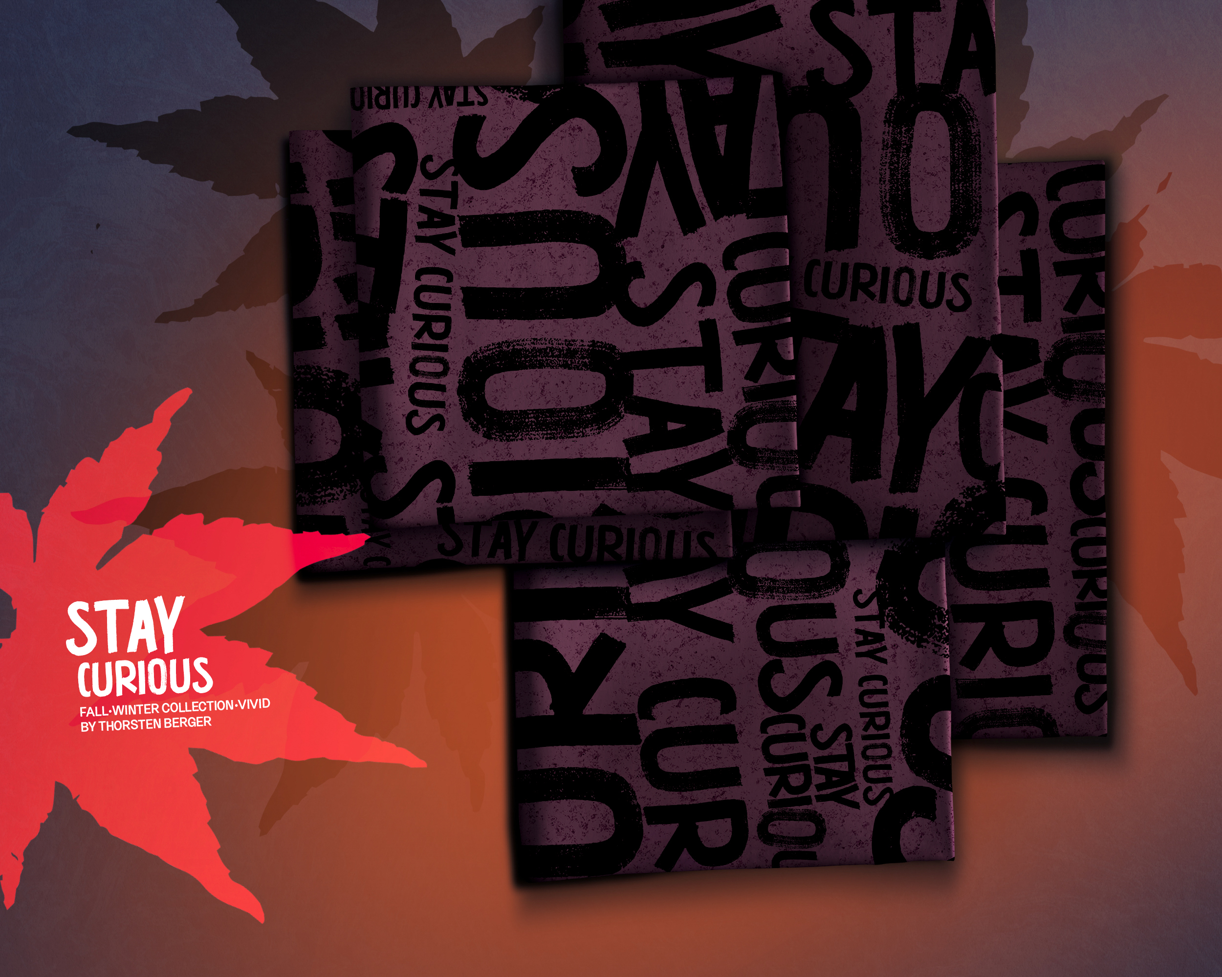 French Terry - Stay Curious Schriftzug  Beistoff by Thorsten Berger