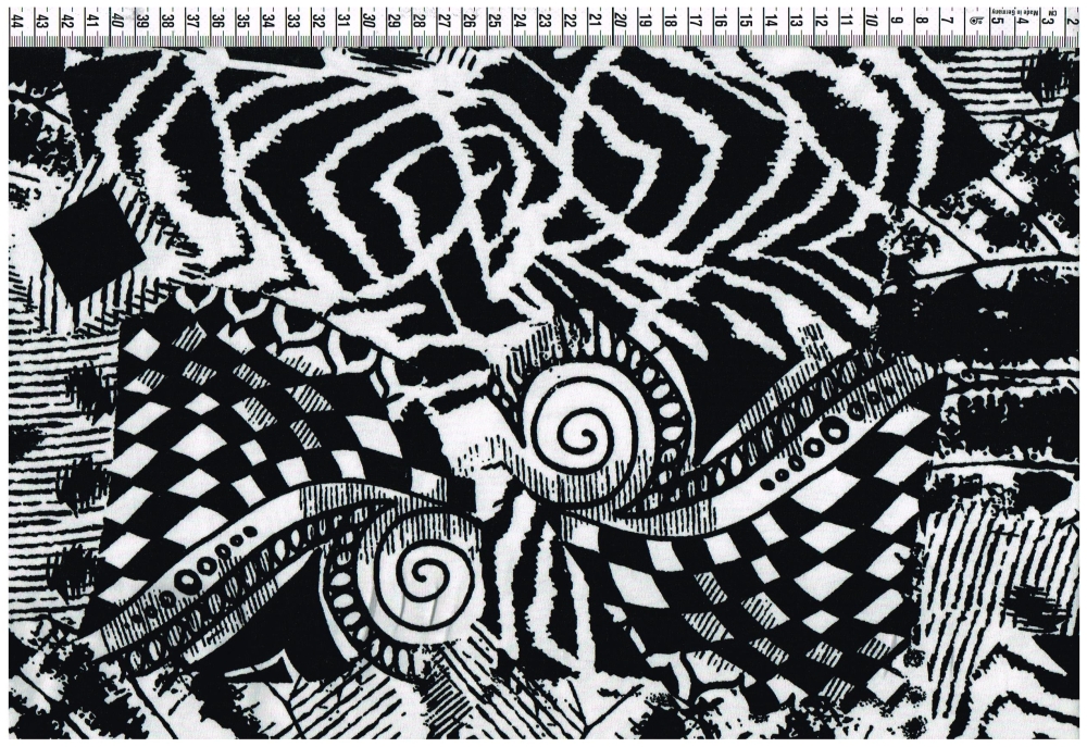 Viskosejersey - Graphisches Muster, schwarz weiß