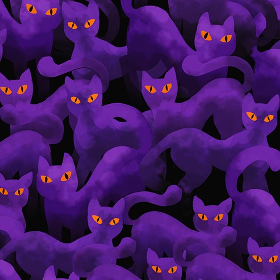 Patchwork - Spooky Katzen lila