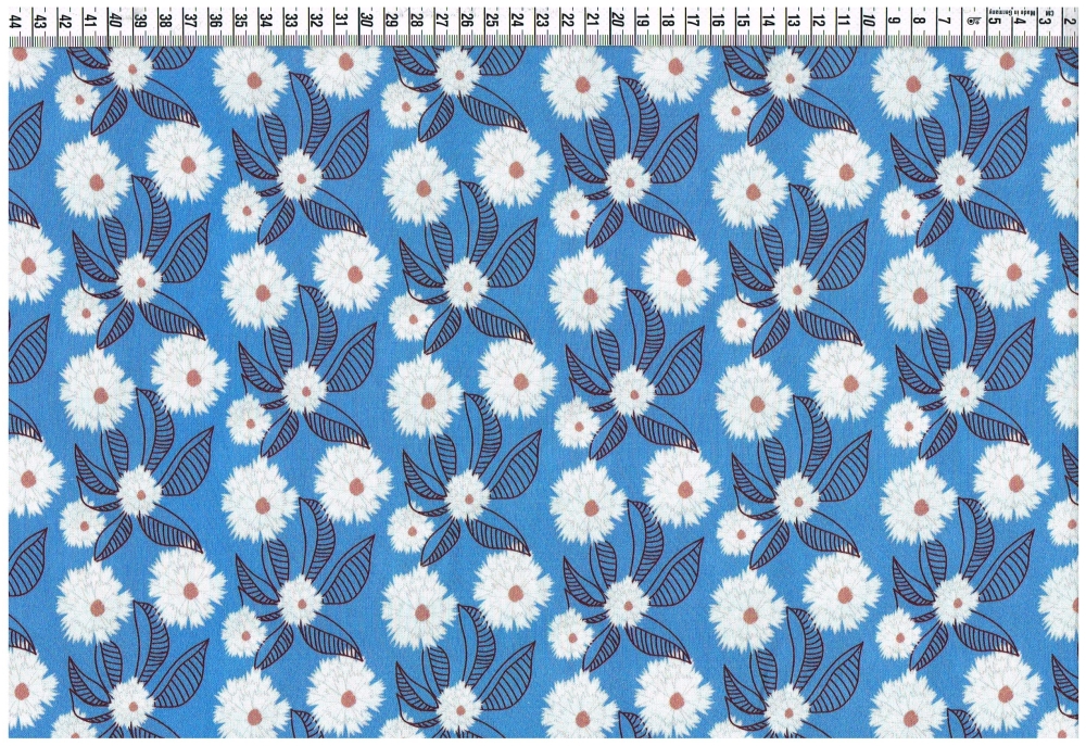 Viskose Gewebe - Blumenmuster hellblau