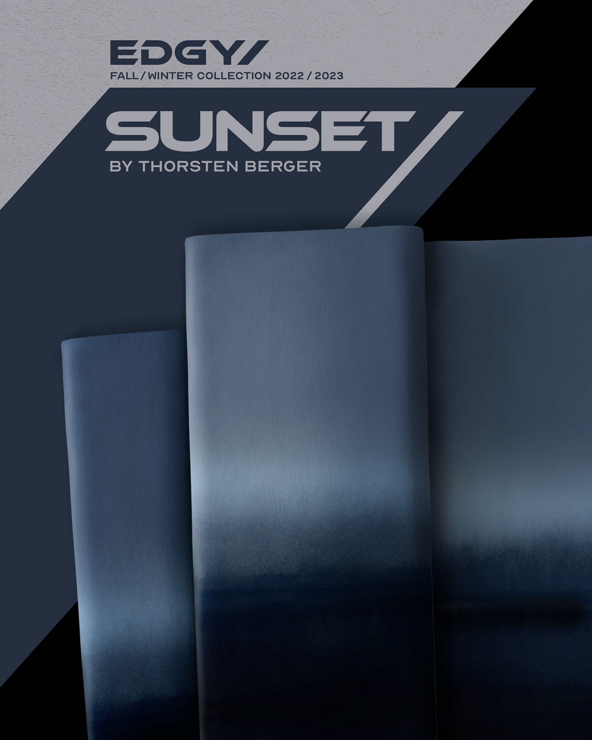 French Terry Paneel - Sunset Beistoff blau