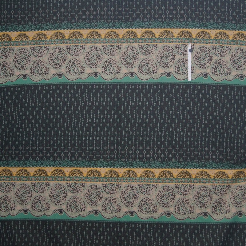 Jacquard - florale Zierstreifen - schwarzblau