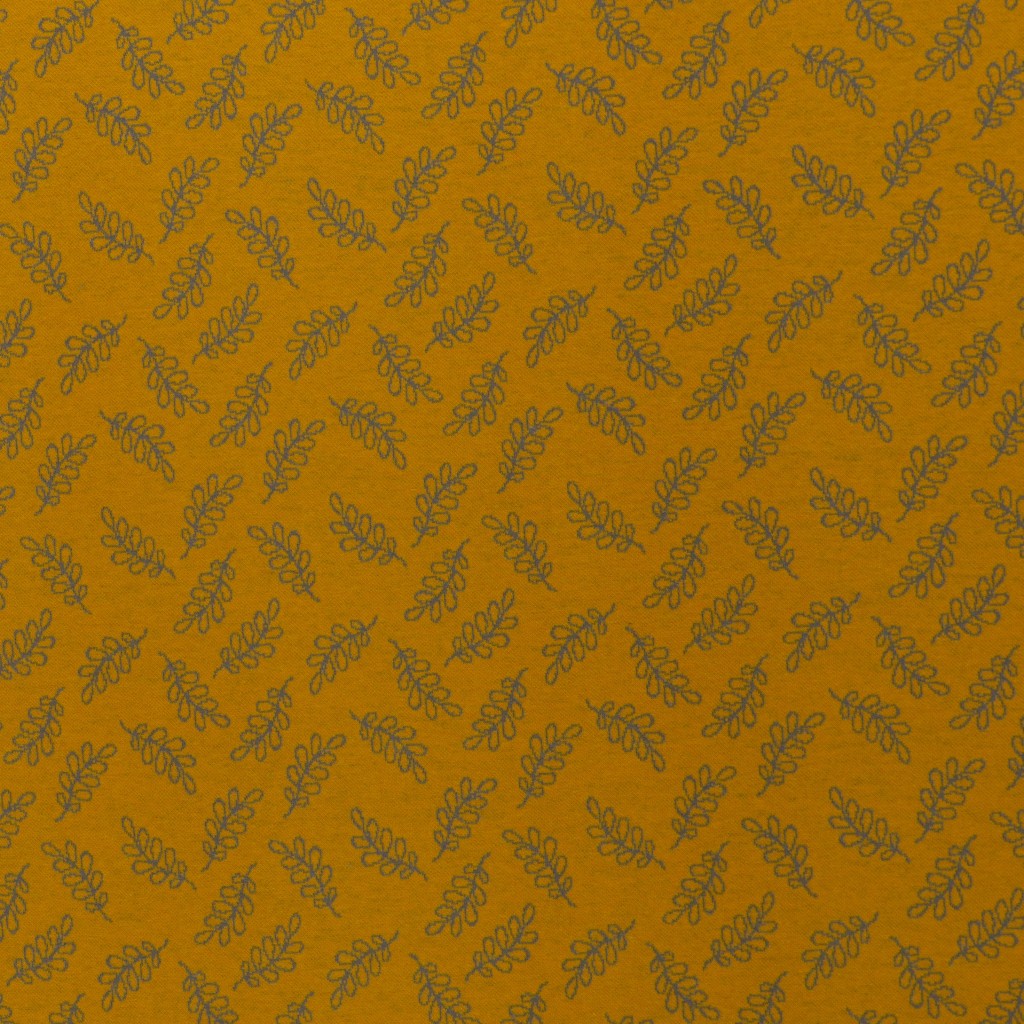 Jacquard - "Cozy" - Blätterranken - senfgelb