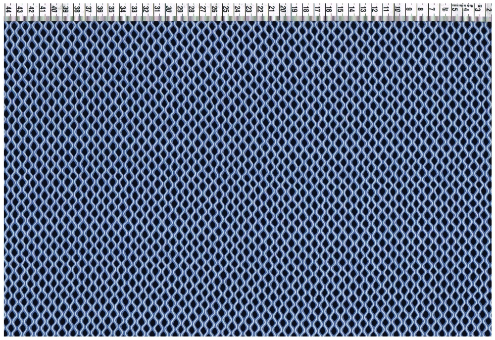 Viskose Gewebe - Graphisches Wellenmuster blau