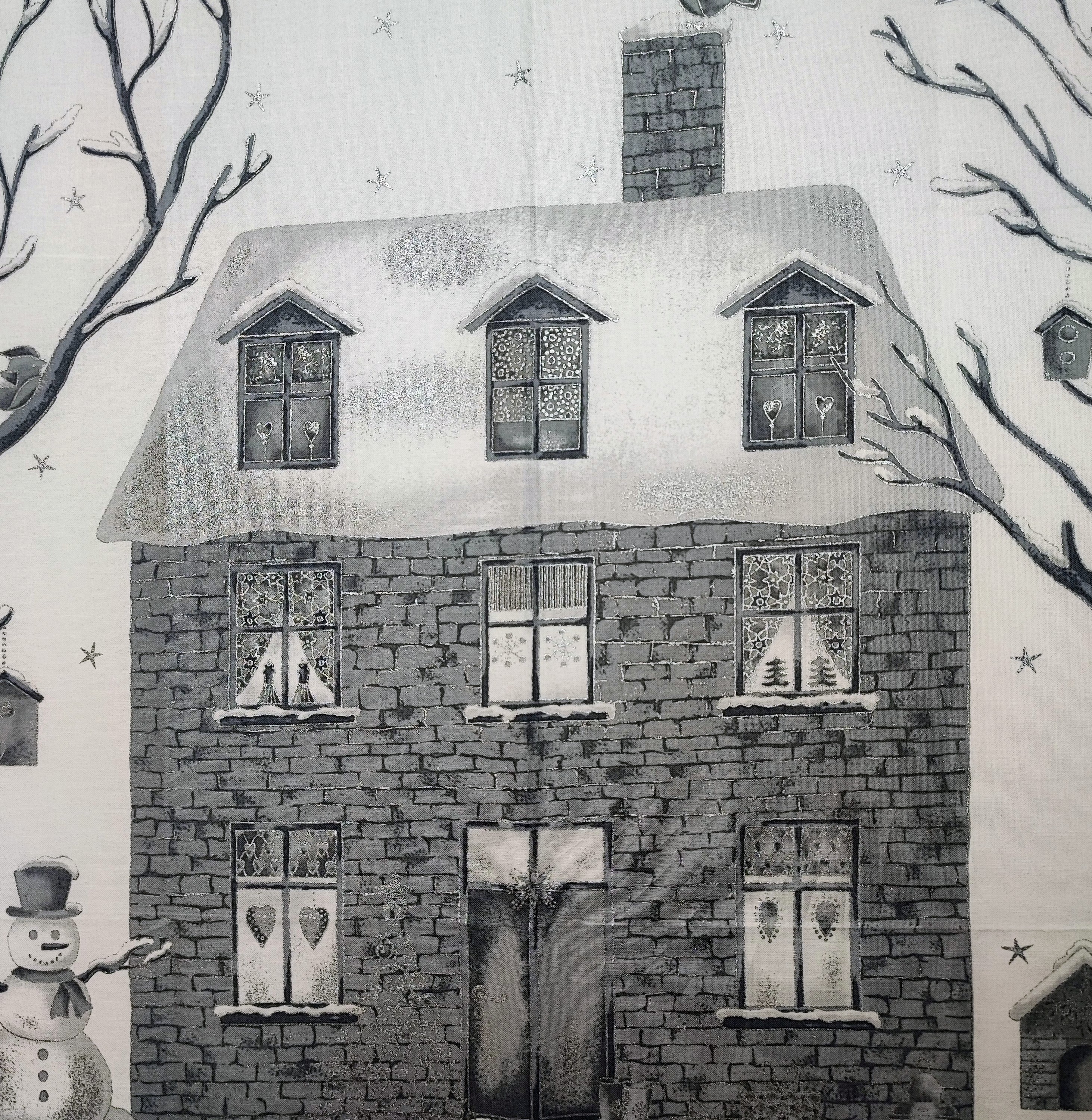 Adventskalender Panel - Haus grau