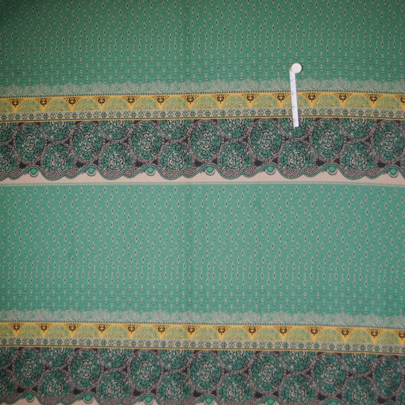 Jacquard - florale Zierstreifen - türkis