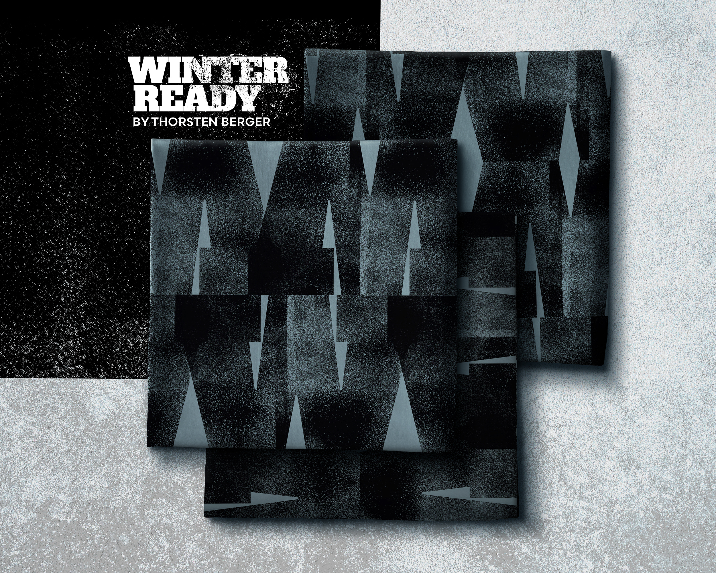 French Terry Paneel - Winter Ready by Thorsten Berger -  Beistoff blau-schwarz W
