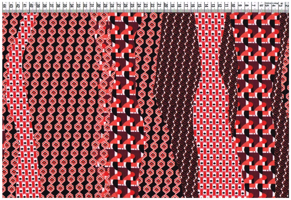 Viskosejersey - Geometrische Muster, rot